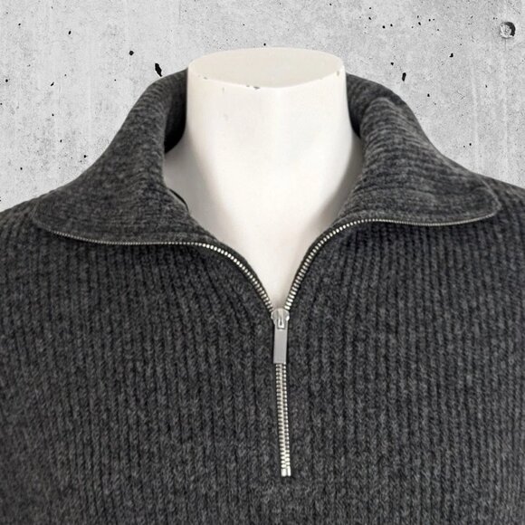 NWT Womens H & M Sweater Size XS Oversized 1/4 Zip Ribbed Shawl Collar - Picture 4 of 8